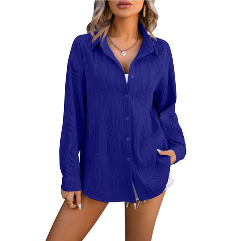 Wave texture loose fashion shirt women m300962