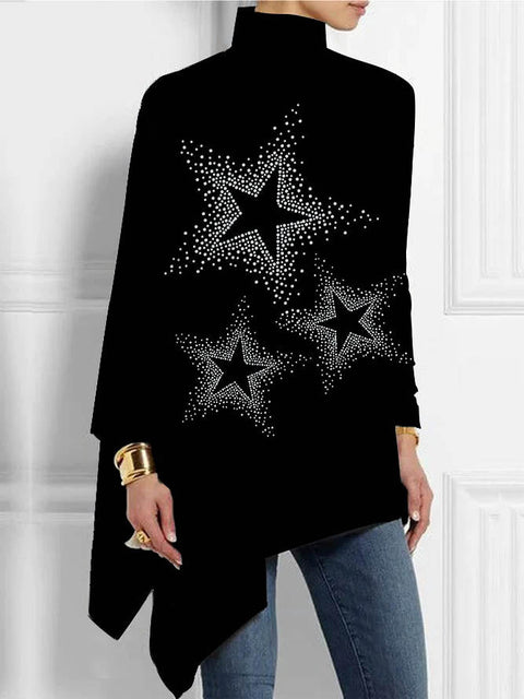 3D printing loose turtleneck urban casual women's T-shirt m302409