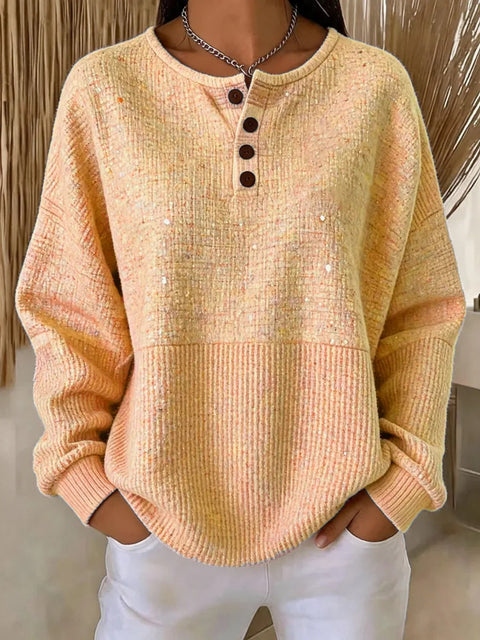 Delicate plaid fashion print women's button sweater FF303387