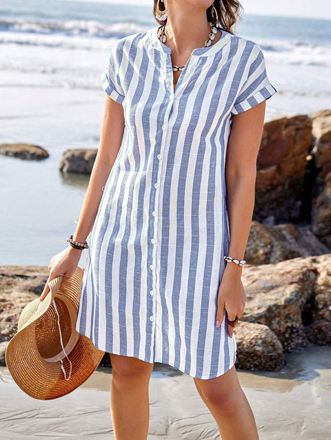 Summer shirt women's fashion loose casual temperament striped top m302469