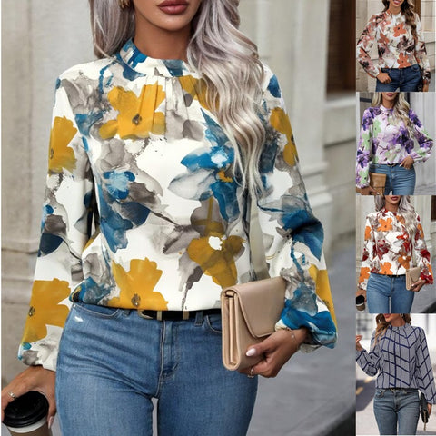 New painted big flower fashion temperament women's top bottoming shirt m301020