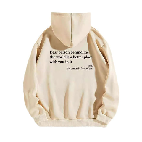 Women's fleece sweater plain letter print kangaroo pocket drawstring print hoodie m301967