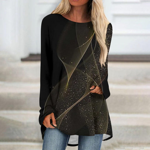 Ragged shoulder loose top new European and American sequins long sleeve m301617