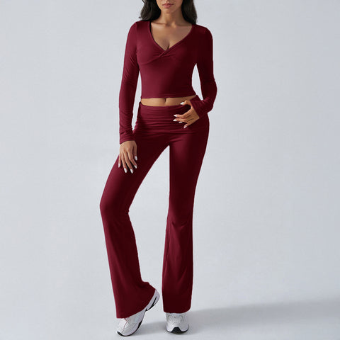 women's clothing Amazon casual sports slim-fit knitted long-sleeved trousers two-piece set m301817