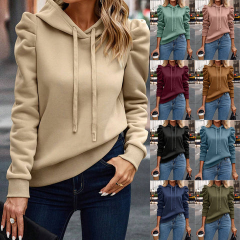 Fashion lapel hooded solid color long-sleeved casual women's sweater m300987