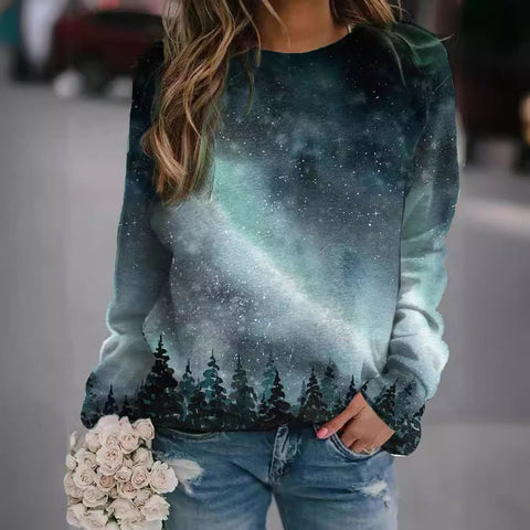 New landscape flower print long-sleeved sweater m301751