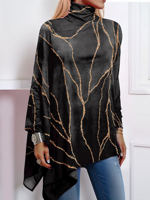 3D printing loose turtleneck urban casual women's T-shirt m302409