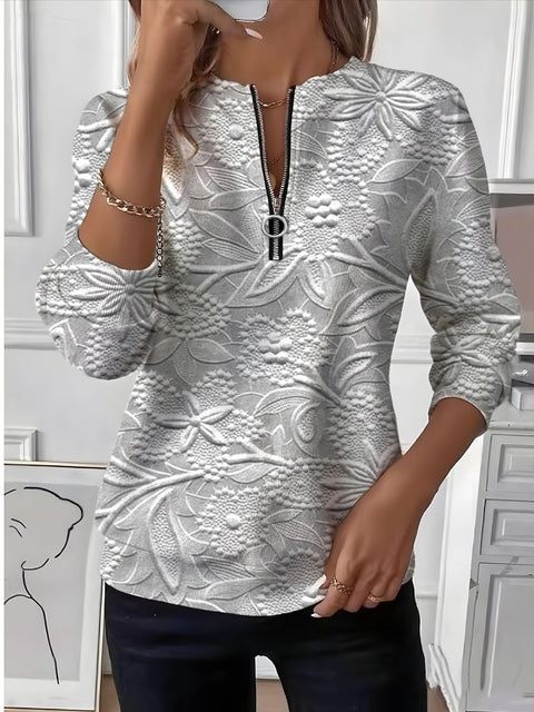 3D printed long-sleeved half-open zipper sweater for women m303052