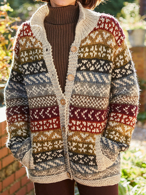 Fashion lapel imitation sweater jacket women's autumn and winter new thickened button cardigan m302126