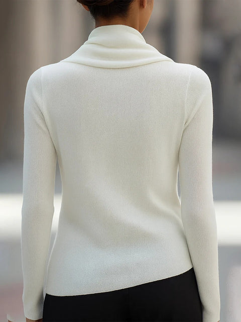 Fashion personality swinging collar irregular solid color knitted sweater m302182