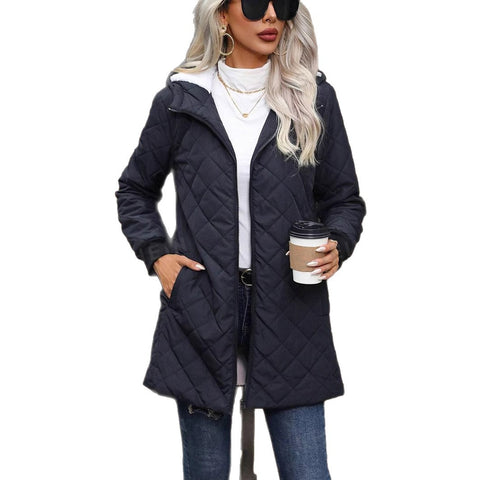 New hooded cotton-padded clothes women's velvet lamb wool cotton clothes thin cotton jackets trendy m301986