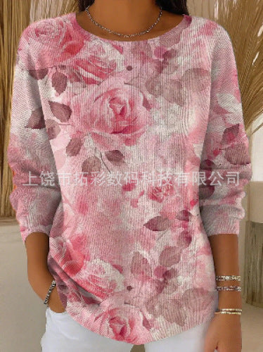 3D digital printing women's fashion round neck casual long-sleeved top m302157