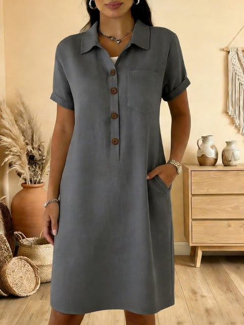 Summer new comfortable casual pocket cotton women's dress m302972