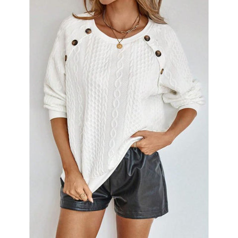 Winter casual crew neck button twist knitted pullover sweater m301487