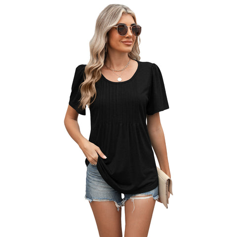 Hot-selling new round neck pull-up loose short-sleeved T-shirt top women's m301962