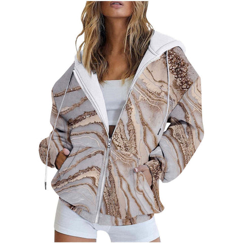 3D printed zipper European size casual fashion women's sweater m301882