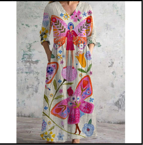 3D print summer urban casual loose dress women m301037