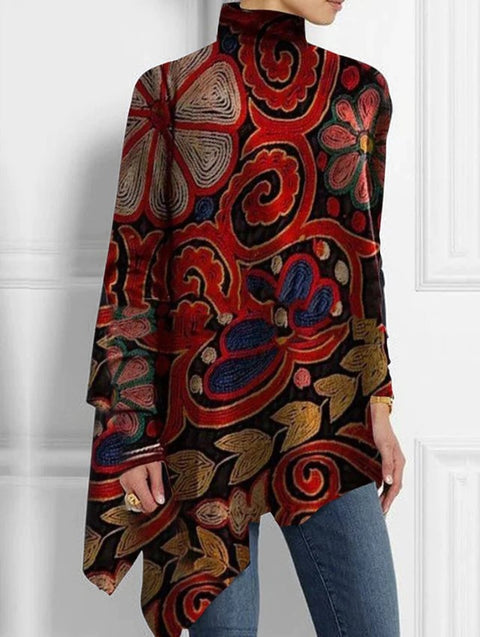 3D printing loose turtleneck urban casual women's T-shirt m302409