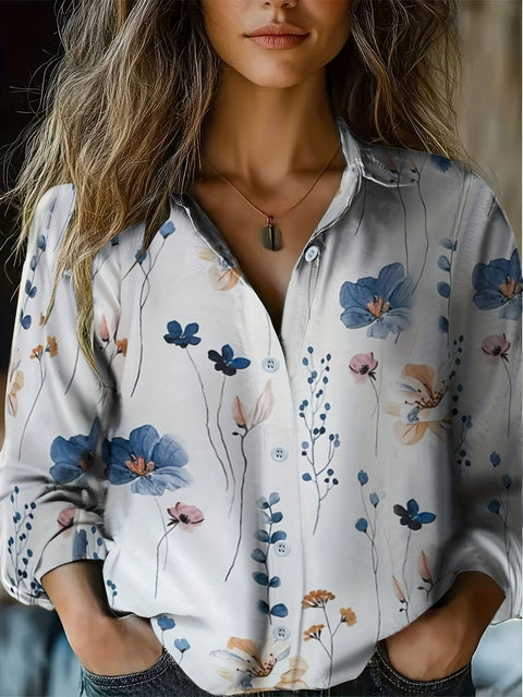 Fashion women's clothing European and American versatile printing casual lapel m301565