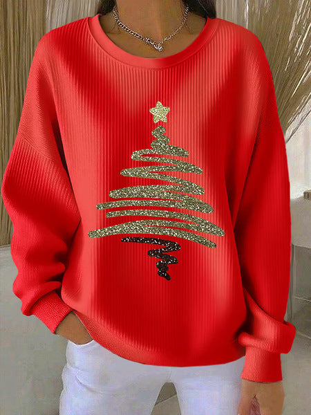 Knitted top snowflake christmas tree mix and match casual commuter sweater m302212