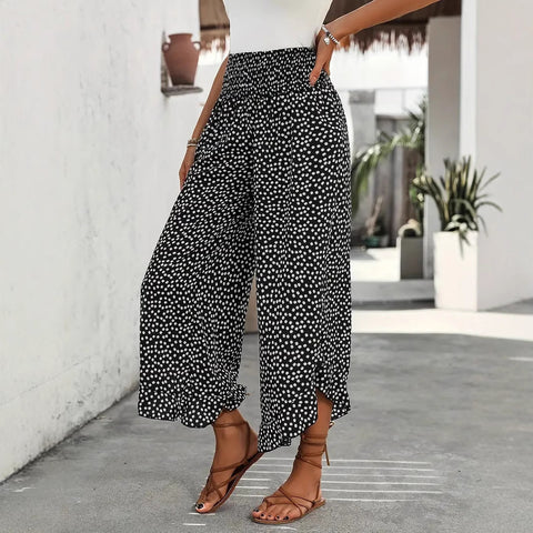 Casual polka dot loose high waist waist thin wide leg pants m302764