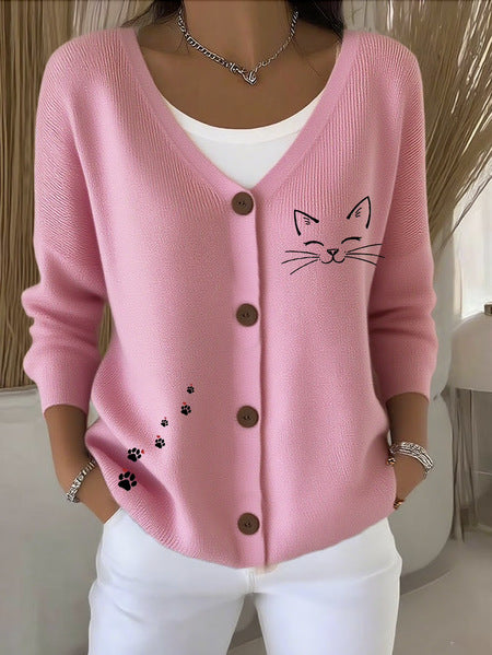 Imitation sweater women's European and American style new loose v-neck long-sleeved cardigan m301888
