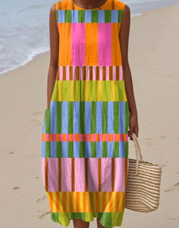 Sleeveless printed temperament long dress dress m301527