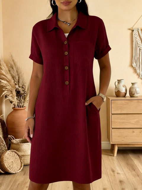 Summer new comfortable casual pocket cotton women's dress m302972