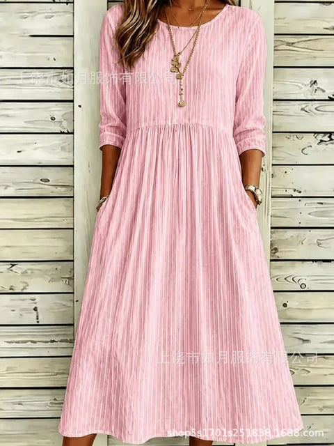 New digital short-sleeved printed women's 7-point sleeve casual dress m303012