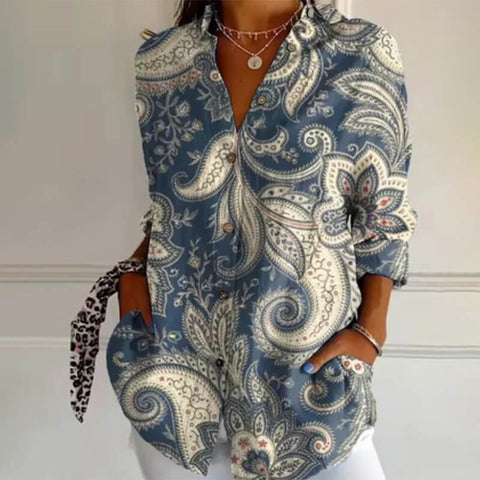3D digital printing abstract pattern women's long shirt shoulder sleeve shirt m302463
