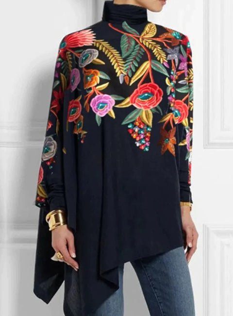 3D printing loose turtleneck urban casual women's T-shirt m302409