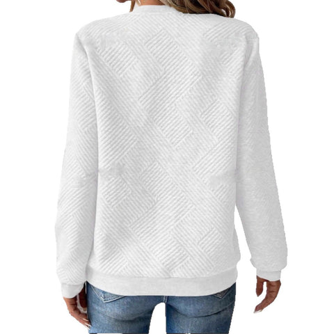 Women's casual solid color knitted texture fabric zipper long sleeve sweater m301886