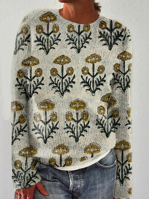 Casual floral 3D printed crew neck sweater m302127