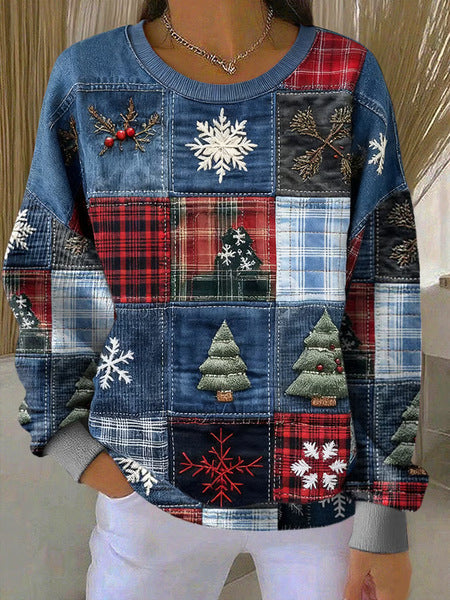Loose outer wear lazy wind snowflake Christmas tree mix and match casual commuter sweater m302121