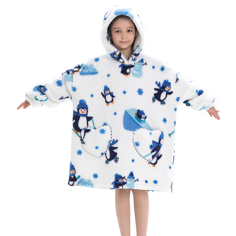 Family pajamas new cold clothes hooded sweater children's wearable blanket m302149