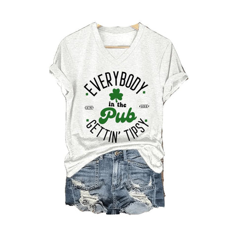 3D digital printing letter series women's V-neck short-sleeved T-shirt m301557