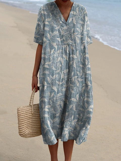 Fashion digital printing large wide V-neck dress m302382