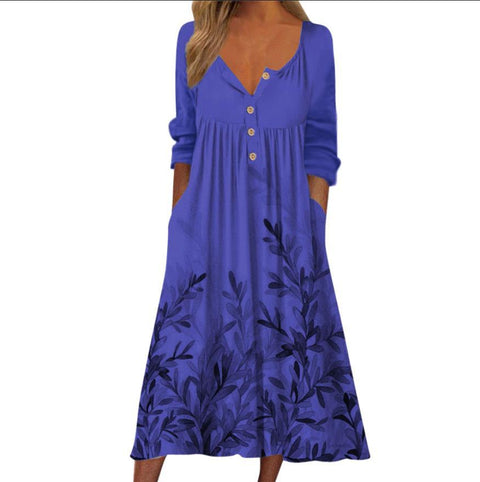 Printed pocket cardigan button-down dress m300714