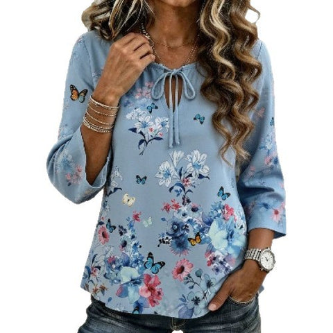Crew neck long sleeve imitation hemp women's loose top m303045