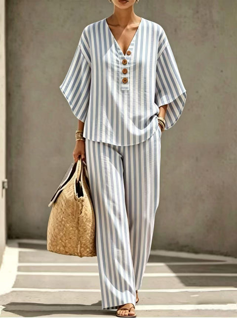 Women's loose casual striped linen fashion suit shirt women's m302775