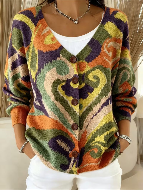 Button knitted hooded cardigan jacket autumn and winter new m303071