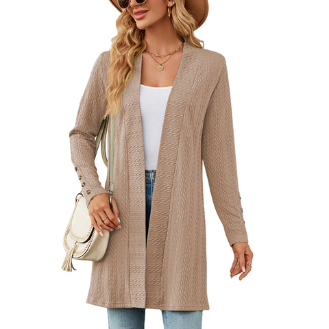 New solid color button-down long-sleeved loose cardigan jacket m300426
