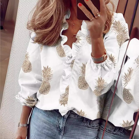 Long Sleeve Ruffle Shirt Women's Shirt m301332