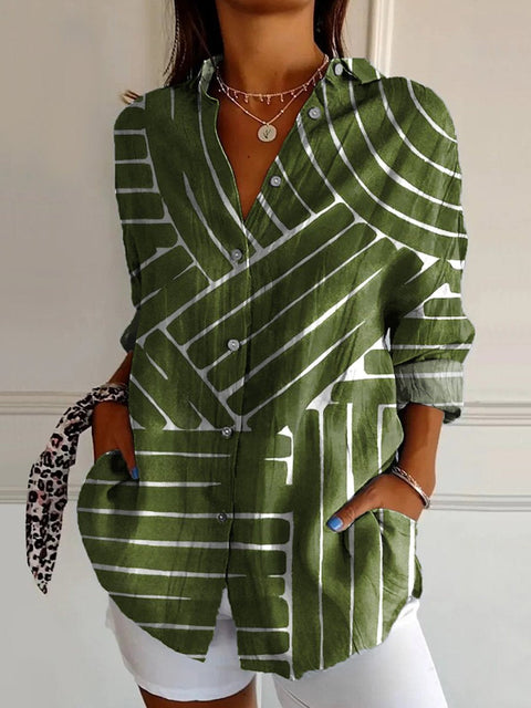 3D digital printing abstract pattern women's long shirt shoulder sleeve shirt m302463