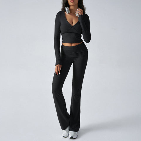 women's clothing Amazon casual sports slim-fit knitted long-sleeved trousers two-piece set m301817