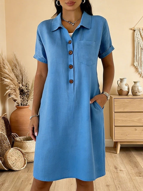 Summer new comfortable casual pocket cotton women's dress m302972