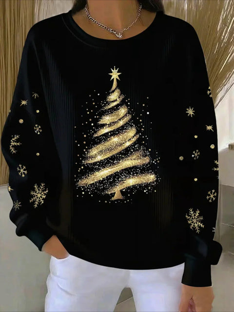 Christmas pattern, creative women's crew neck knitted sweater loose and versatile m302186