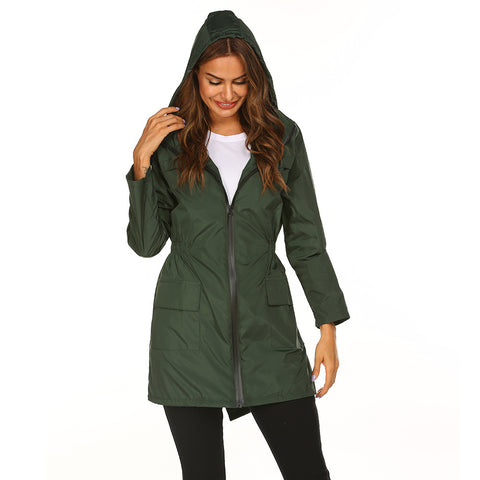 Women's new outdoor jacket, waist hooded light and thin rainproof raincoat jacket m301831