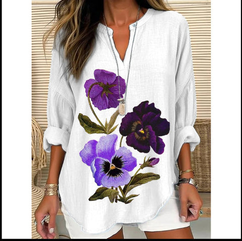 Loose printing round neck casual large size pullover women's clothing T m301359