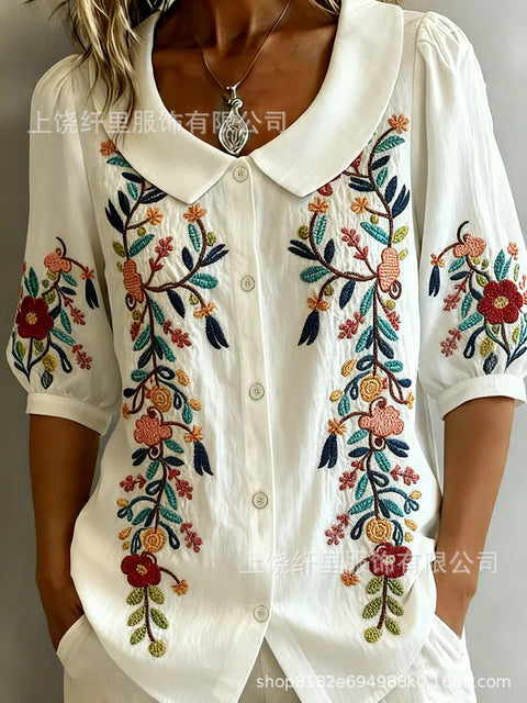 3D digital printing women's versatile flower spring and summer fashion shirt m302608